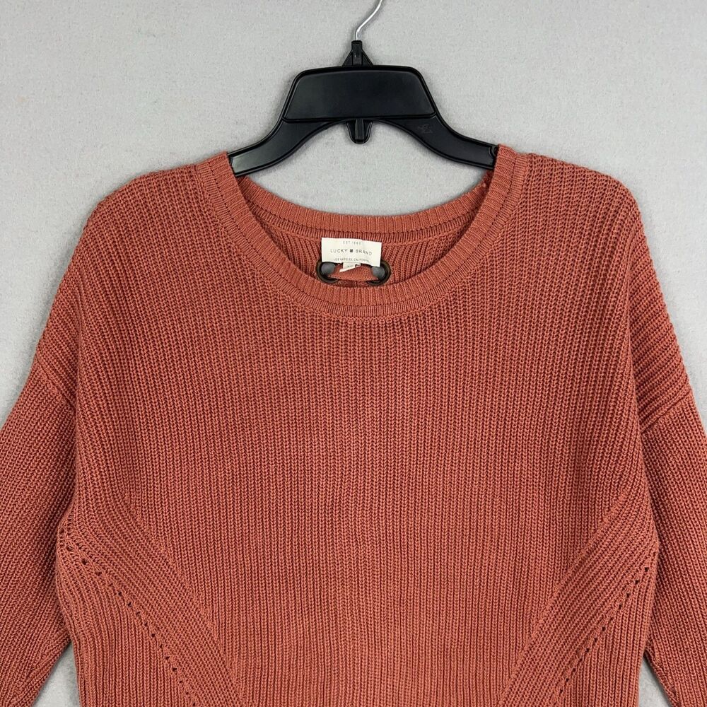 Lucky Brand Sweater Womens Large Pullover Lace Up Back Ribbed Cozy Fall Boho Y2K - Picture 2 of 12